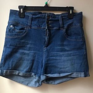 High waisted denim shorts